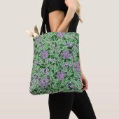 Paarse en groene bloempatroon tote bag (Dichtbij)
