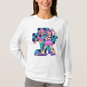 Paarse en groene Bold Girl T-Shirt. T-shirt (Voorkant)