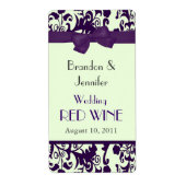 Paarse en Groene Bruiloft Mini Wijnlabels Etiket (Voorkant)