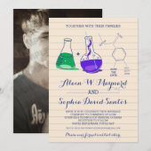 Paarse en groene chemie Foto Wedding Invites Save The Date (Voorkant / Achterkant)