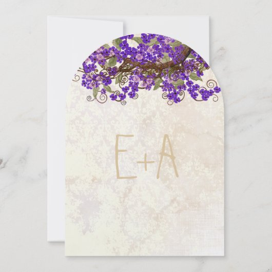 Paarse en groene Cherry Blossom Tea Stain Kaart (Achterkant)