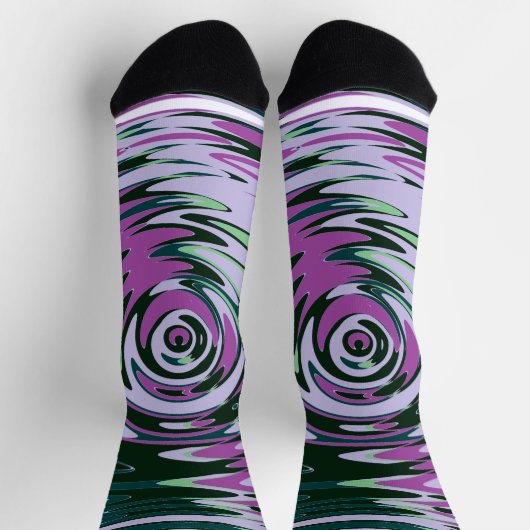 Paarse en groene Crew Sokken met Abstracte Swirls (Top)