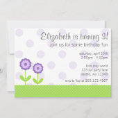 Paarse en groene Daisy Polka Dots Birthday Party Kaart (Voorkant)