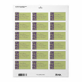 Paarse en groene Damask Return Address Label (Full Sheet)