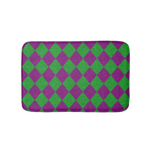 Paarse en groene diamantglitter badmat (Voorkant)