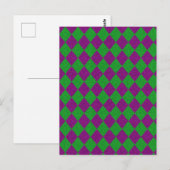 Paarse en groene diamantglitter briefkaart (Voorkant / Achterkant)