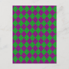 Paarse en groene diamantglitter briefkaart