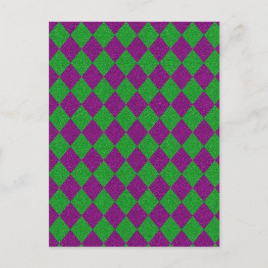 Paarse en groene diamantglitter briefkaart (Voorkant)