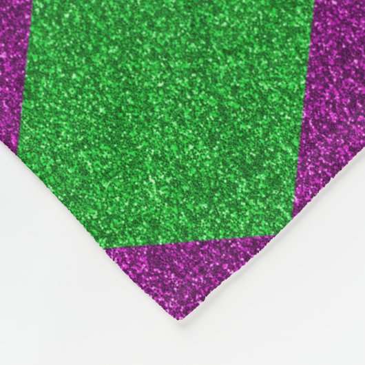 Paarse en groene diamantglitter fleece deken (Hoek)