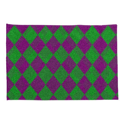 Paarse en groene diamantglitter kussensloop (Achterkant-Rechts)