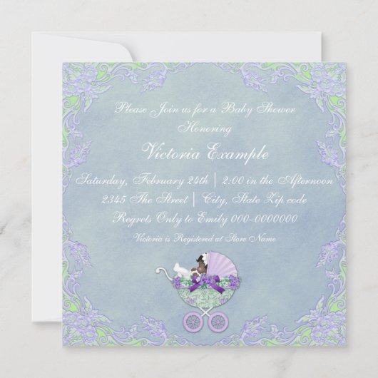 Paarse en groene etnische Baby shower Kaart (Achterkant)