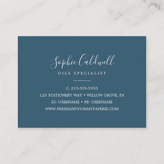 Paarse en groene Eucalyptus | Blauw Visitekaartje (Achterkant)