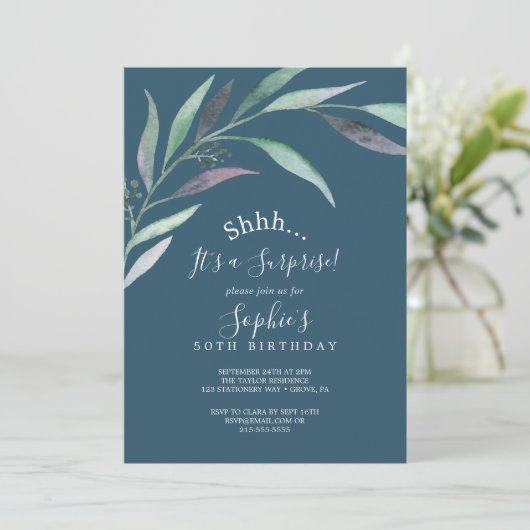 Paarse en groene Eucalyptus | Blauwe verrassingspa Kaart (Staand voorkant)