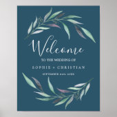 Paarse en groene Eucalyptus | Blue Welcome Wedding Poster (Voorkant)