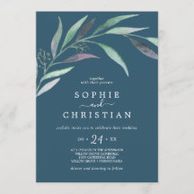 Paarse en groene Eucalyptus | Casual blauwe bruilo