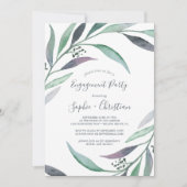 Paarse en groene Eucalyptus Engagement Party Kaart (Voorkant)