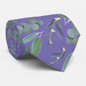 Paarse en groene Eucalyptus Greenery Pattern Stropdas (Opgerold)