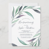 Paarse en groene Eucalyptus Housewarming Party Kaart (Voorkant)
