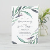 Paarse en groene Eucalyptus Housewarming Party Kaart (Staand voorkant)