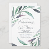 Paarse en groene Eucalyptus Housewarming Party Kaart (Voorkant / Achterkant)
