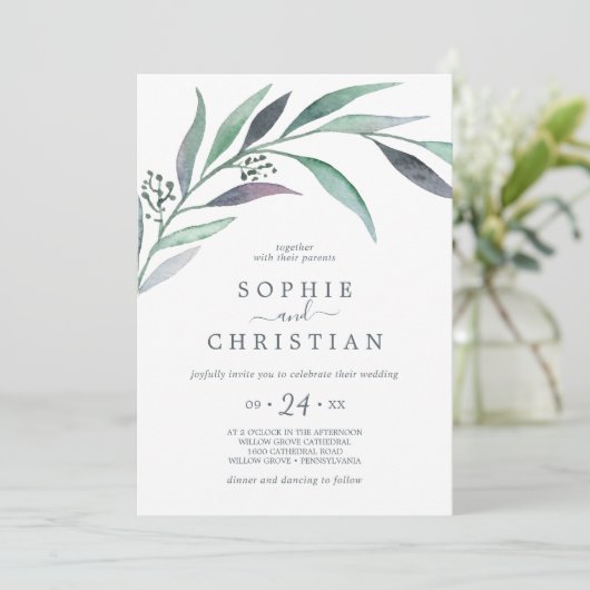 Paarse en groene eucalyptus in één keer kaart (Staand voorkant)