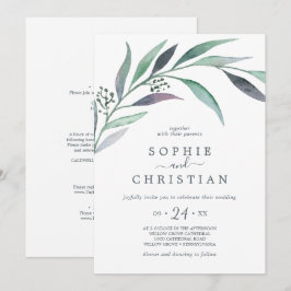 Paarse en groene eucalyptus in één keer kaart