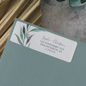Paarse en groene Eucalyptus Return Address Label