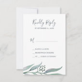 Paarse en groene Eucalyptus Simple RSVP-kaart RSVP Kaartje (Voorkant)