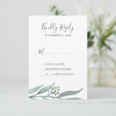 Paarse en groene Eucalyptus Simple RSVP-kaart RSVP Kaartje (Staand voorkant)