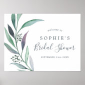 Paarse en groene Eucalyptus Vrijgezellenfeest Welk Poster (Voorkant)