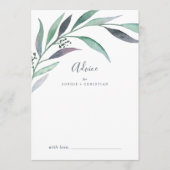 Paarse en groene eucalyptusbruiloft advieskaart (Voorkant)