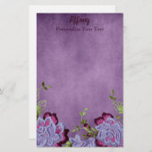  Paarse en groene Floral Briefpapier (Voorkant / Achterkant)