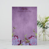  Paarse en groene Floral Briefpapier (Staand voorkant)