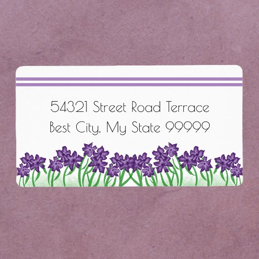 Paarse en groene Floral Greenery Return Address Etiket