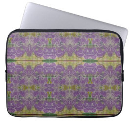 Paarse en groene Floral Laptop Sleeve
