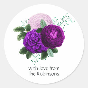 Paarse en groene Floral Ronde Sticker