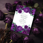 Paarse en groene Floral Wedding QR Code Rsvp Kaart