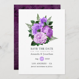Paarse en groene Floral Wedding Save The Date