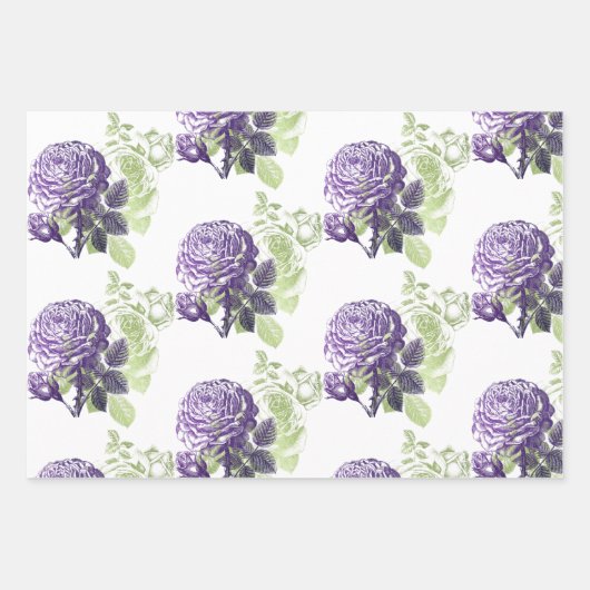 Paarse en groene "Floral wrapping Sheets" Inpakpapier Vel (Voorkant 2)
