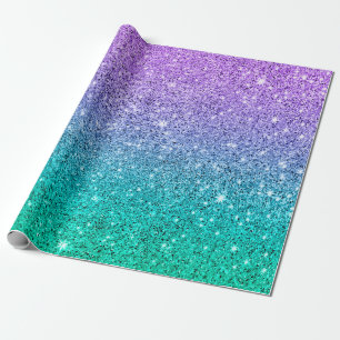 Paarse en groene glitter ombre cadeaupapier