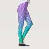 Paarse en groene glittertextuur ombre leggings (Rechts)