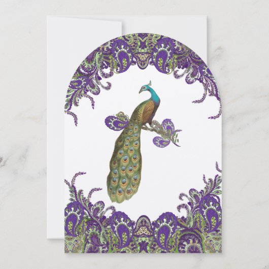 Paarse en groene huwelijksuitnodigingen kaart (Achterkant)