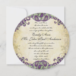 Paarse en groene huwelijksuitnodigingen kaart