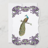 Paarse en groene huwelijksuitnodigingen kaart (Achterkant)