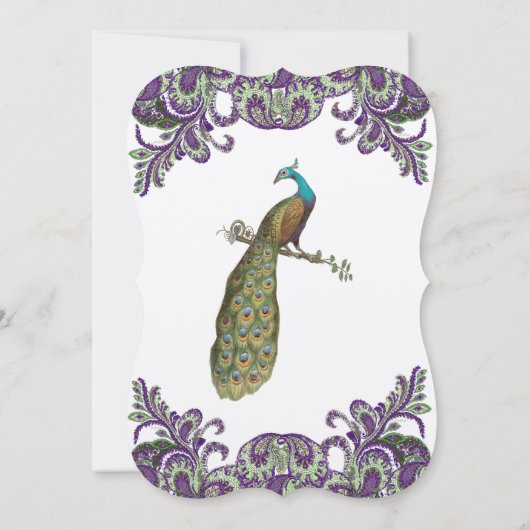 Paarse en groene huwelijksuitnodigingen kaart (Achterkant)