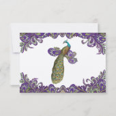 Paarse en groene huwelijksuitnodigingen RSVP kaartje (Achterkant)