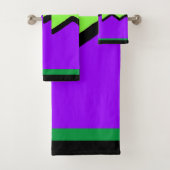 Paarse en groene jagged geo bad handdoek (Insitu)