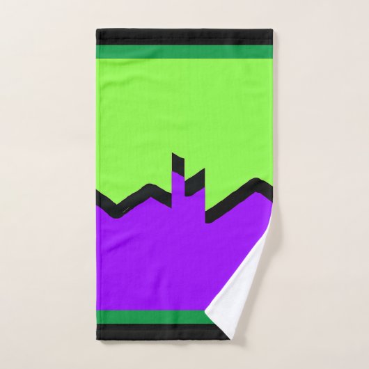 Paarse en groene jagged geo bad handdoek (Handdoek)