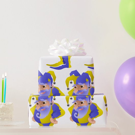 Paarse en groene jester cadeaupapier