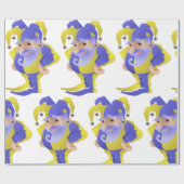 Paarse en groene jester cadeaupapier (Vlak)